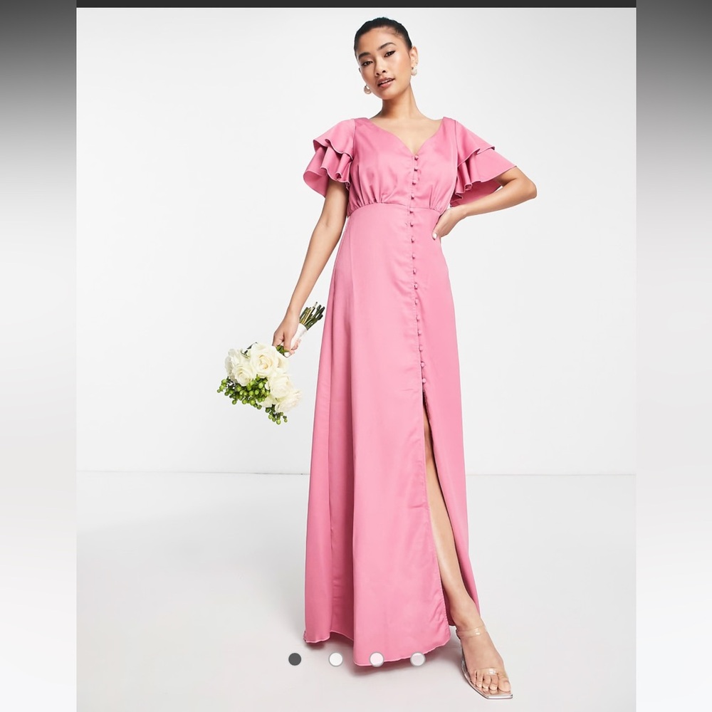 Elegant Pink Button-Down Maxi Dress
